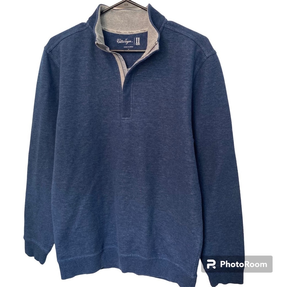 Walter Hagen 11 Majors Half Zip Sweatshirt Blue with Gray Collar Men’s Small